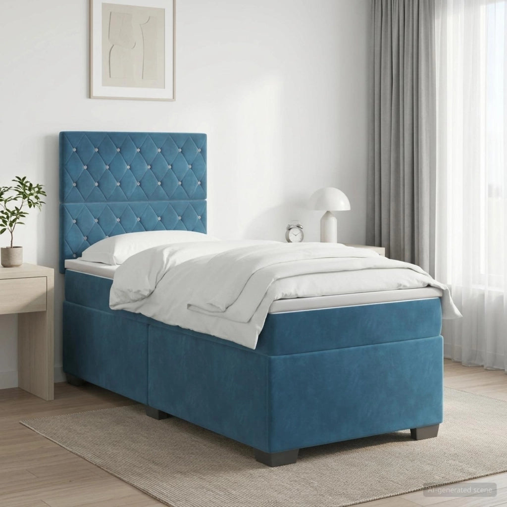 Letto box spring con materasso Blu 80 x 200 cm Velluto 3454992