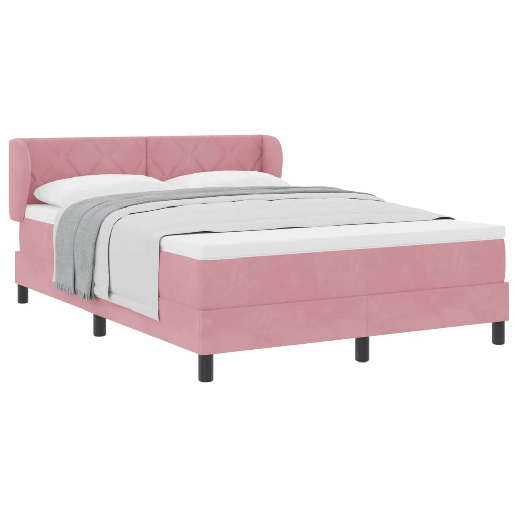 Letto a molle con testiera Rosa 160 x 200 cm Velluto 3340453