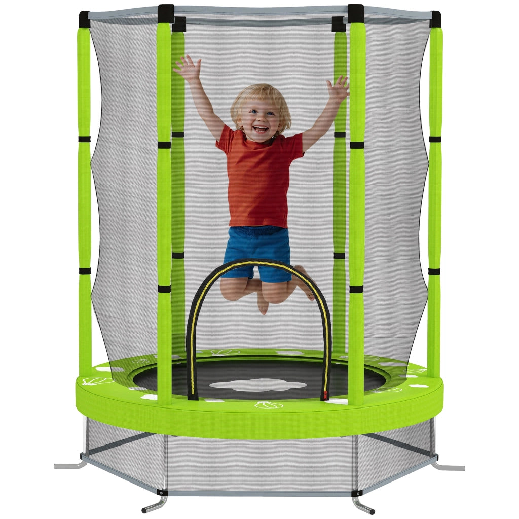 Trampolino Elastico ?140 cm ¨C Xylo ¨C con Rete di Sicurezza, Verde, 3-6 Anni
