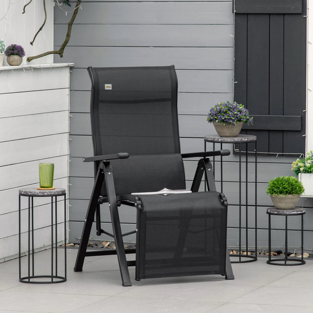 Sedia da Giardino Reclinabile Pieghevole con Cuscino Lombare ¨C Minimal ¨C Nero 70x65x111 cm