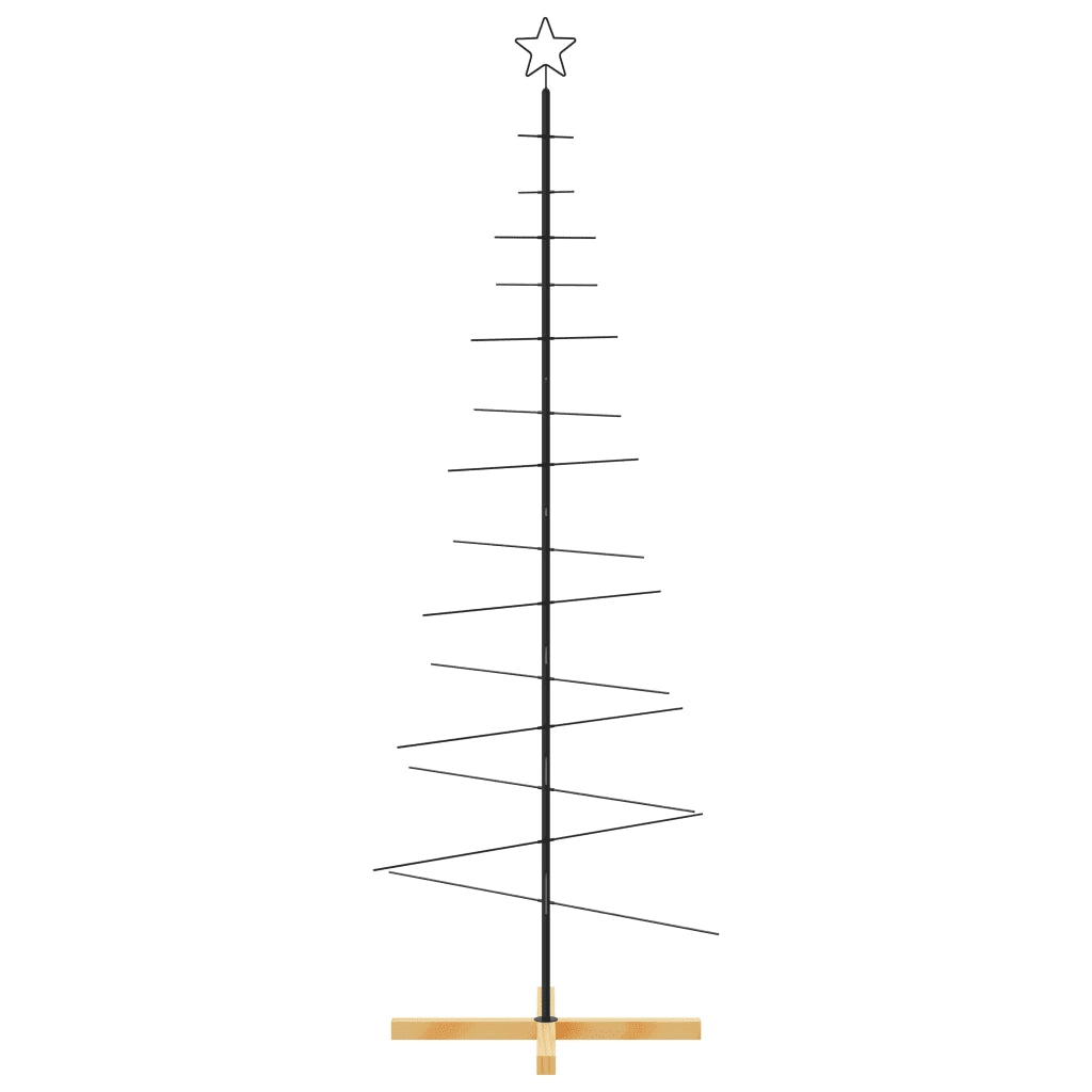Albero di Natale in Metallo con Base in Legno-Decorazioni natalizie Nero 180 cm