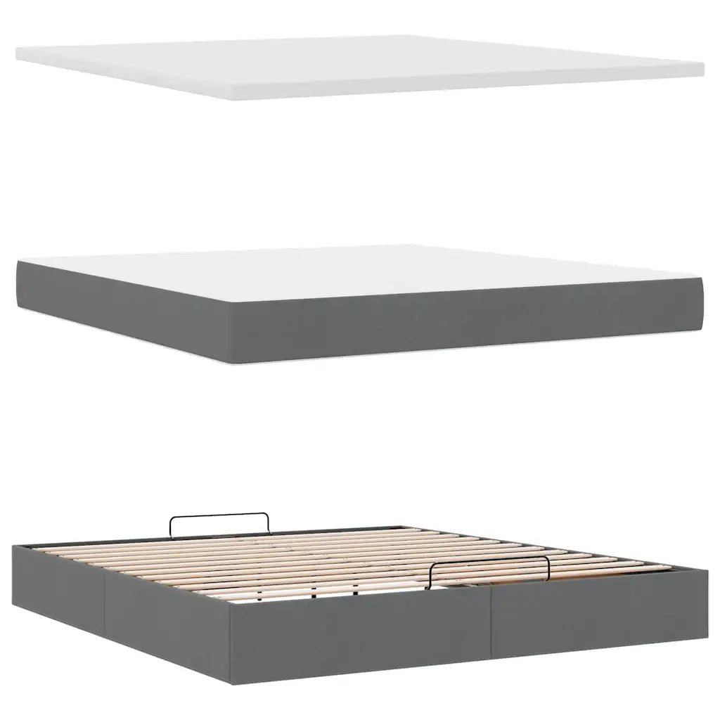 Struttura Letto Pouf con Materasso 180x200 cm in Tessuto 3314025