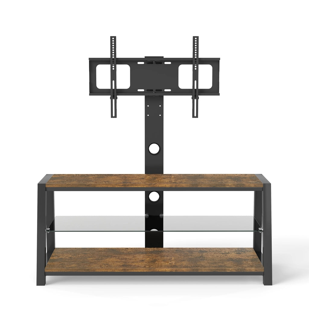 Cassettiera per TV marrone in MDF e metallo lunghezza 116 cm