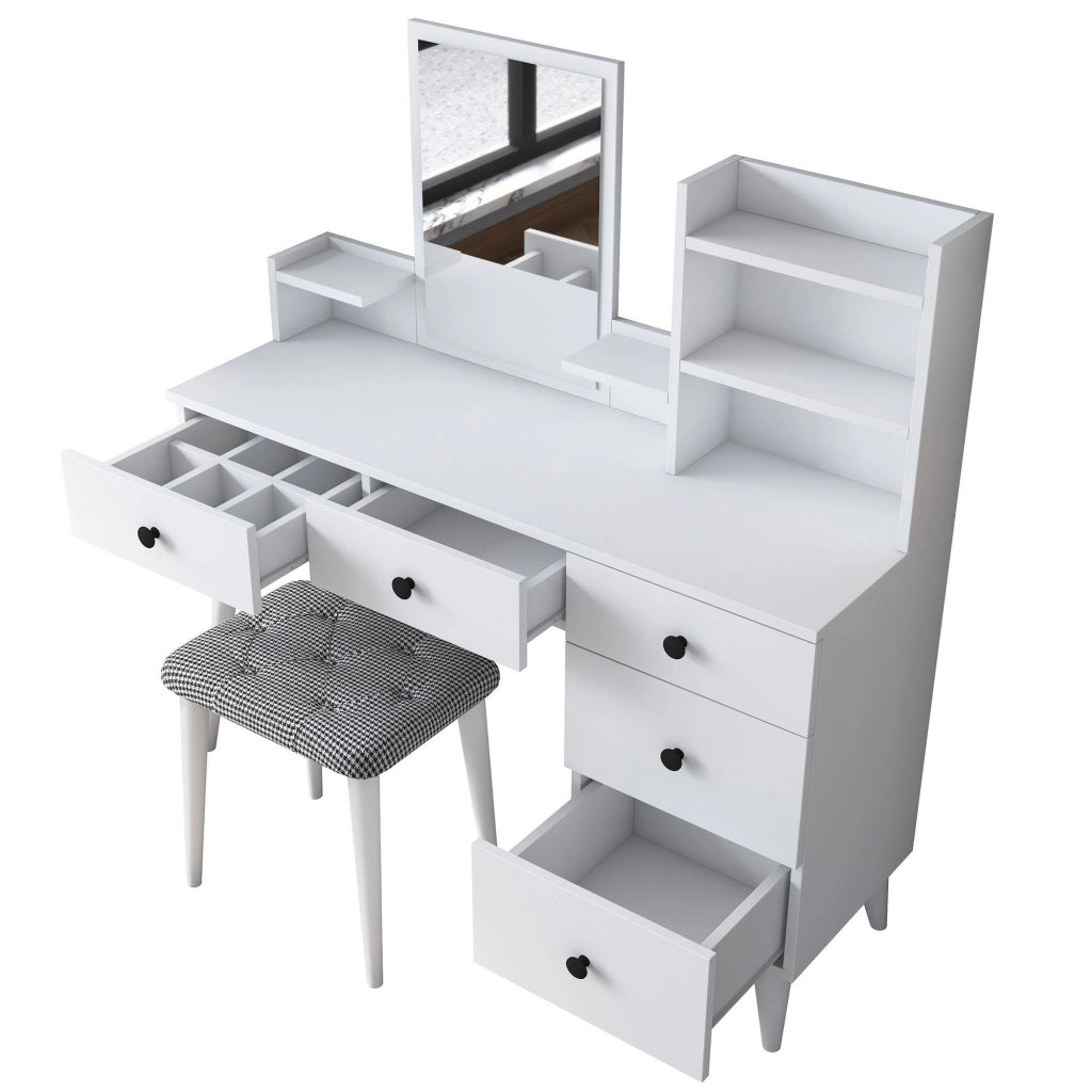 Mobile da Trucco Lusia, Toeletta Specchio Incluso, 125x40x94h cm Bianco