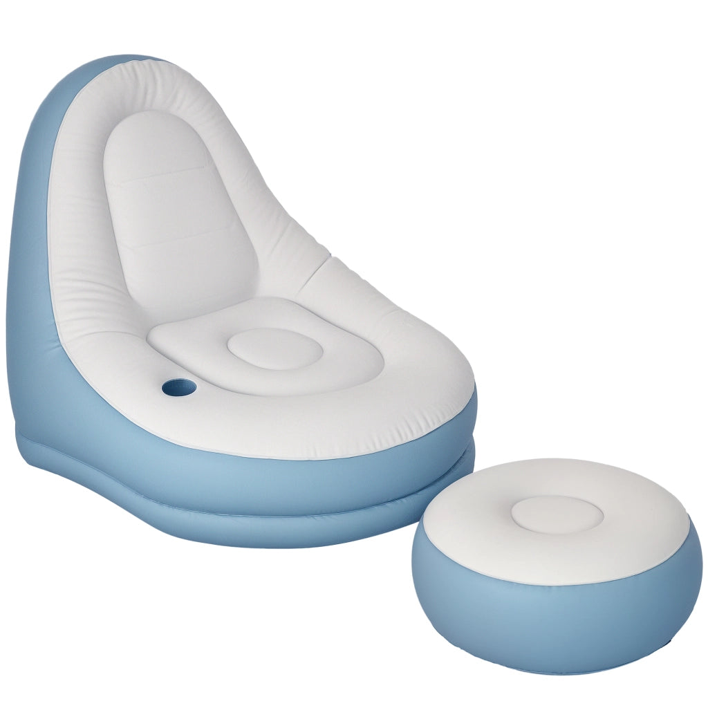 Poltrona gonfiabile da esterno ¨C Xylo ¨C tessuto bianco e blu, 125x100x87cm