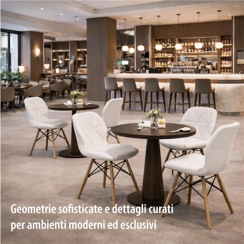 SET 4 SEDIE ANNAPOLIS MODERNA IN ECOPELLE E LEGNO BIANCA 41 X 49 X H71 CM