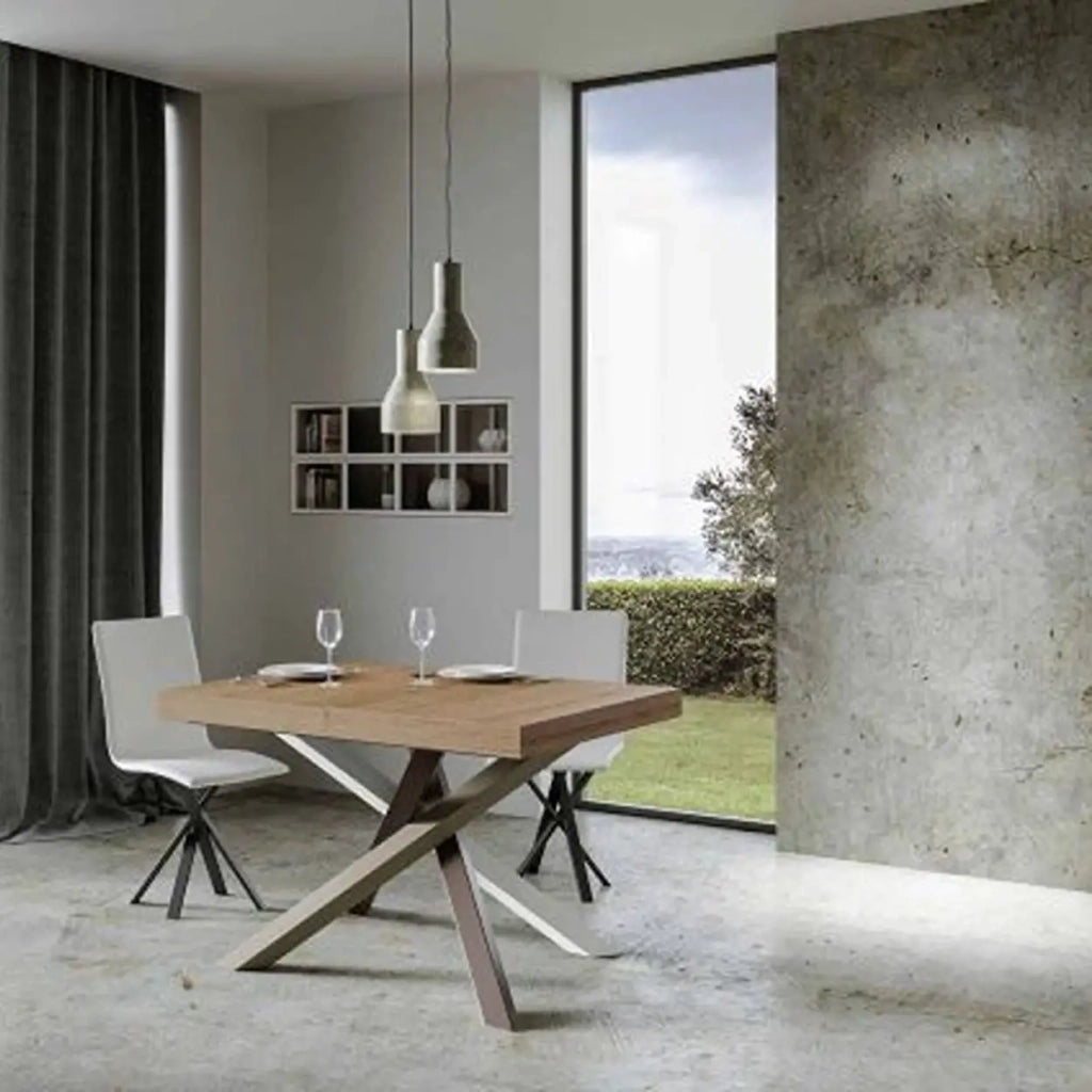 Tavolo allungabile 160/420x90 cm Volantis Premium colore quercia natura gambe multicolore 4/C