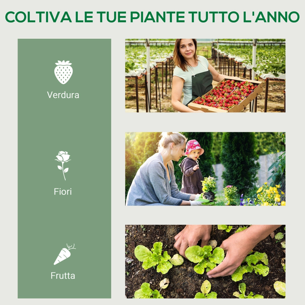 Serra da Giardino Verticale con Scaffale a 4 Ripiani ¨C Minimal ¨C Acciaio e PVC Verde 69x50x165cm