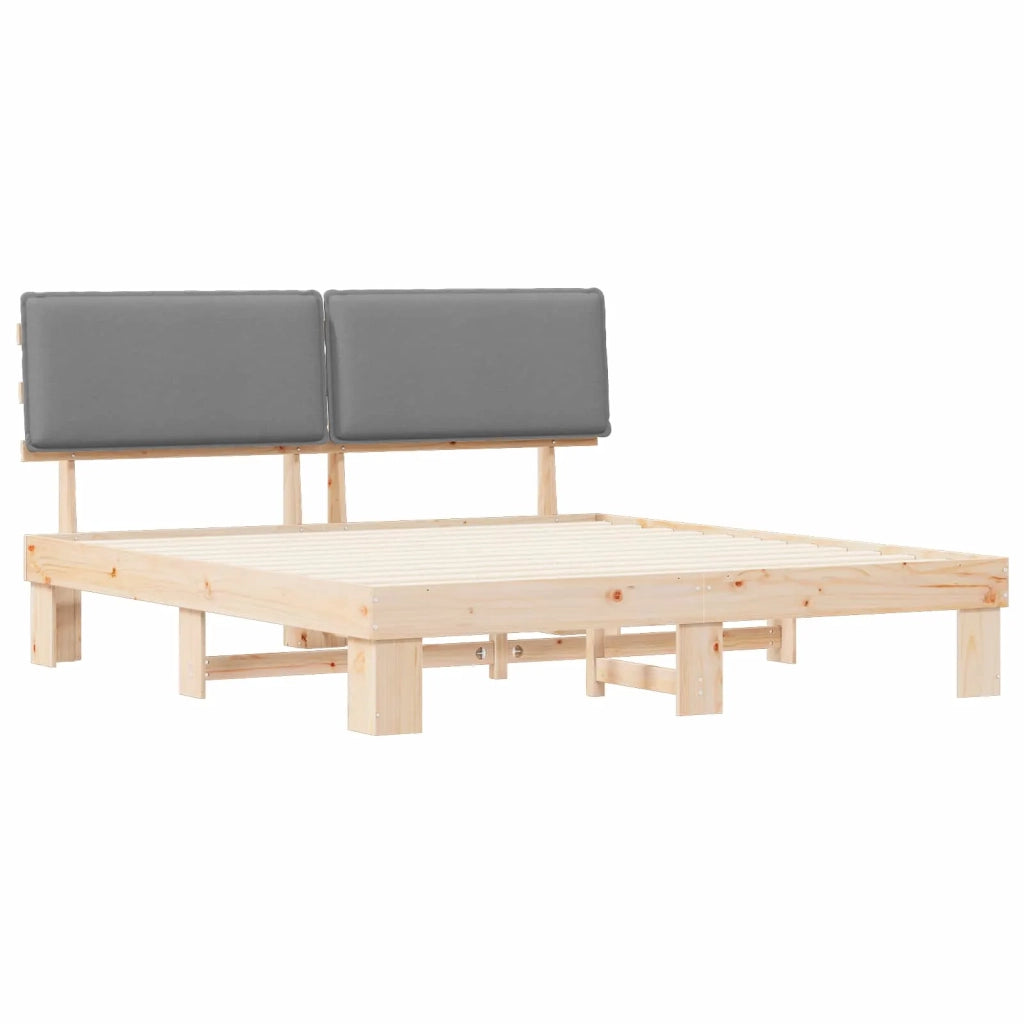 Letto matrimoniale | Letto per adulti | Letto con Testiera Rivestita Grigio chiaro 200 x 200 cm