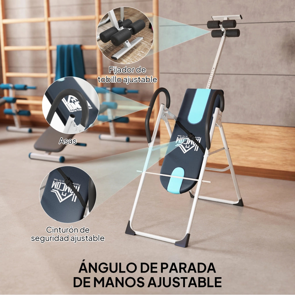 Panca per Inversione Gravitazionale ¨C Xylo ¨C Pieghevole Regolabile 147-198cm Nero Blu