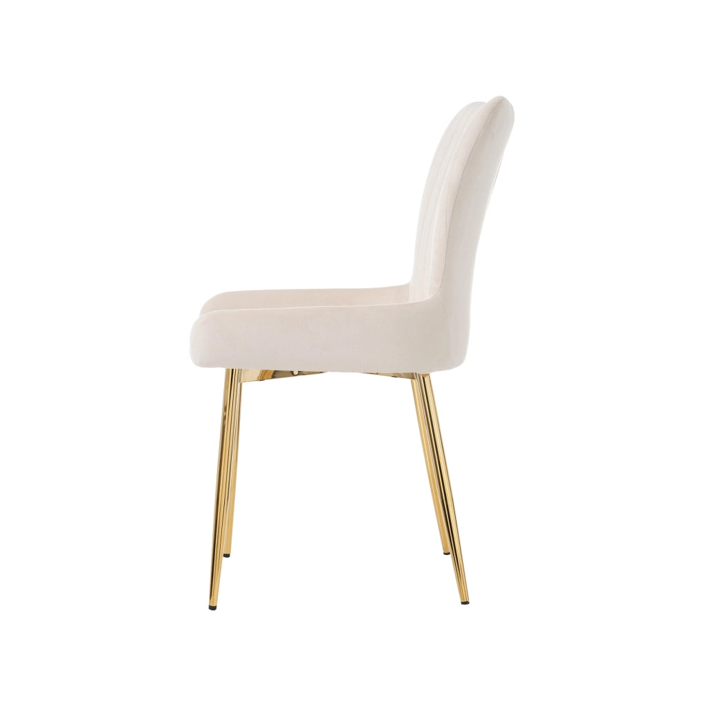 SEDIA DA PRANZO in velluto beige e oro Set da 4 pezzi