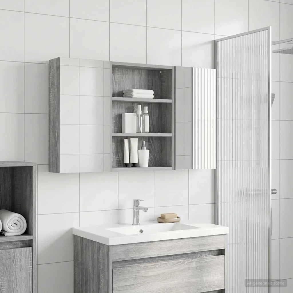 Set di Armadi da Bagno | Armadio da bagno con lo scaffale 3 pz 100 x 10,5 x 50 cm