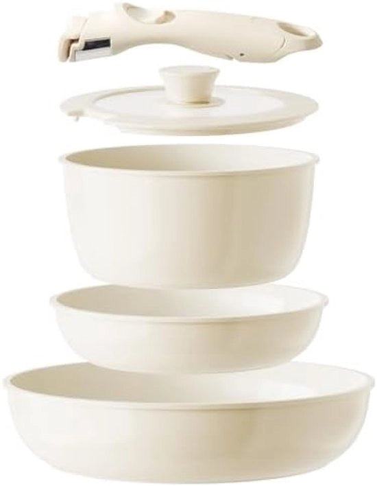 Set di pentole ceramici 5 pezzi con manici rimovibili