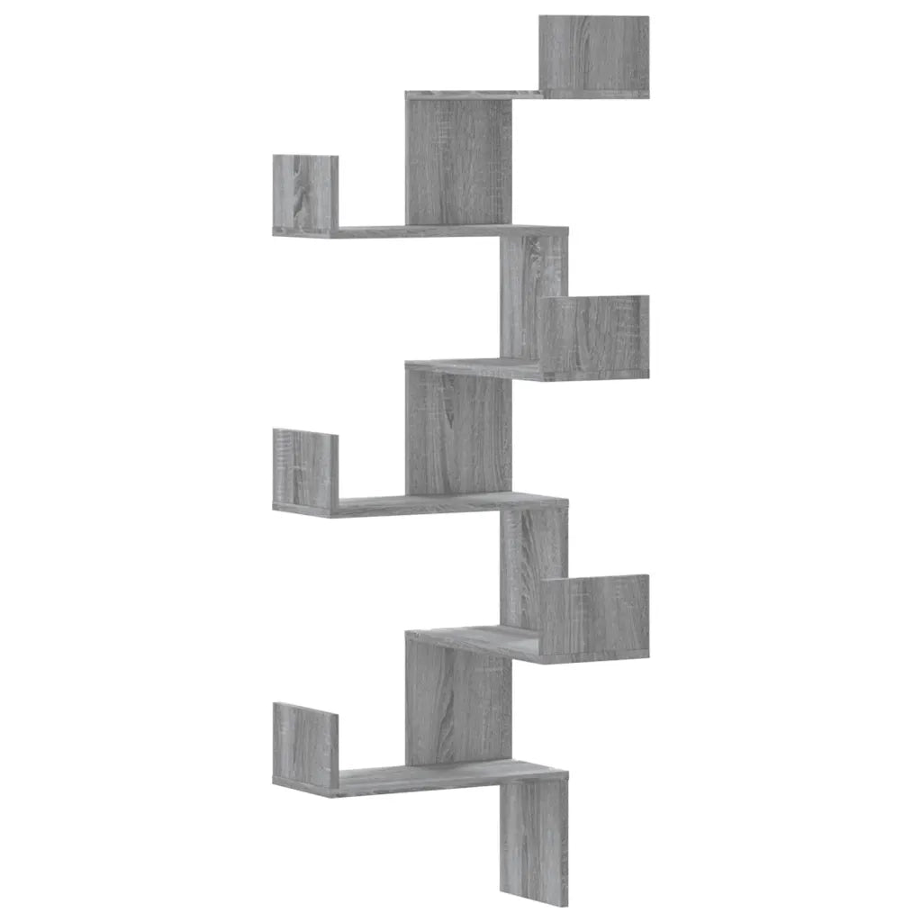 Scaffale Angolare Muro | Mensola a parete Grigio Sonoma 45x45x147 cm Multistrato