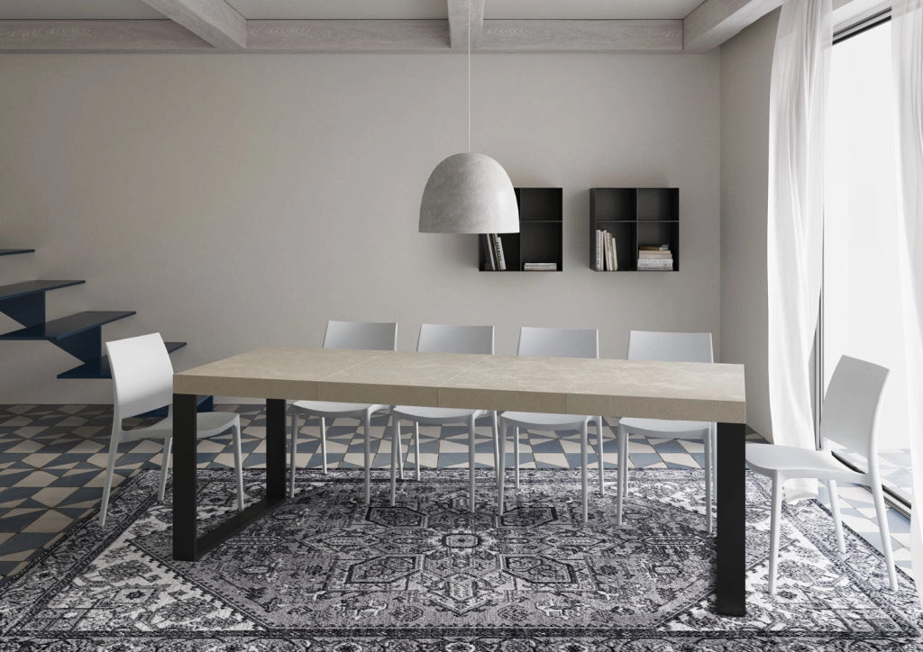 Tavolo Allungabile 140-400x90x77 cm Tecno Premium Cashmere Telaio Antracite
