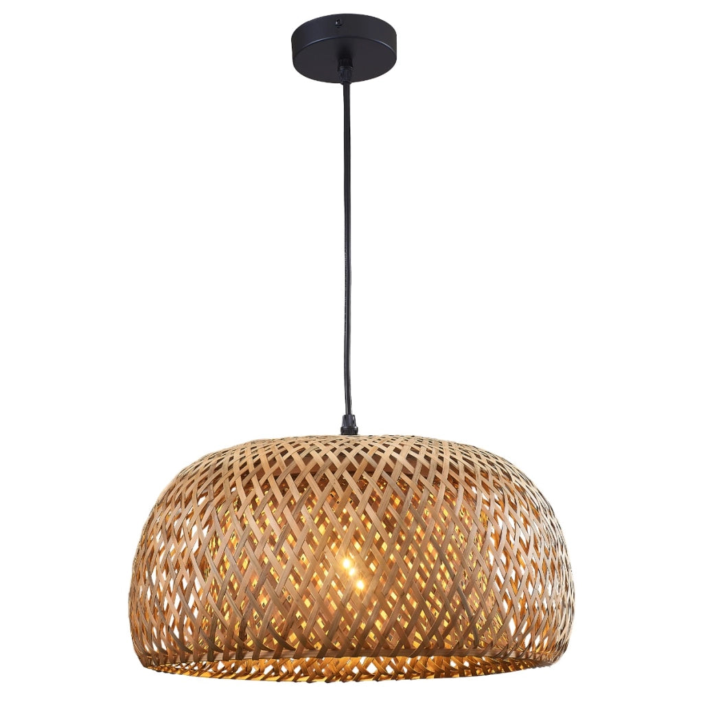 Lampada a sospensione boho bambù beige Ø38 E27 Polux