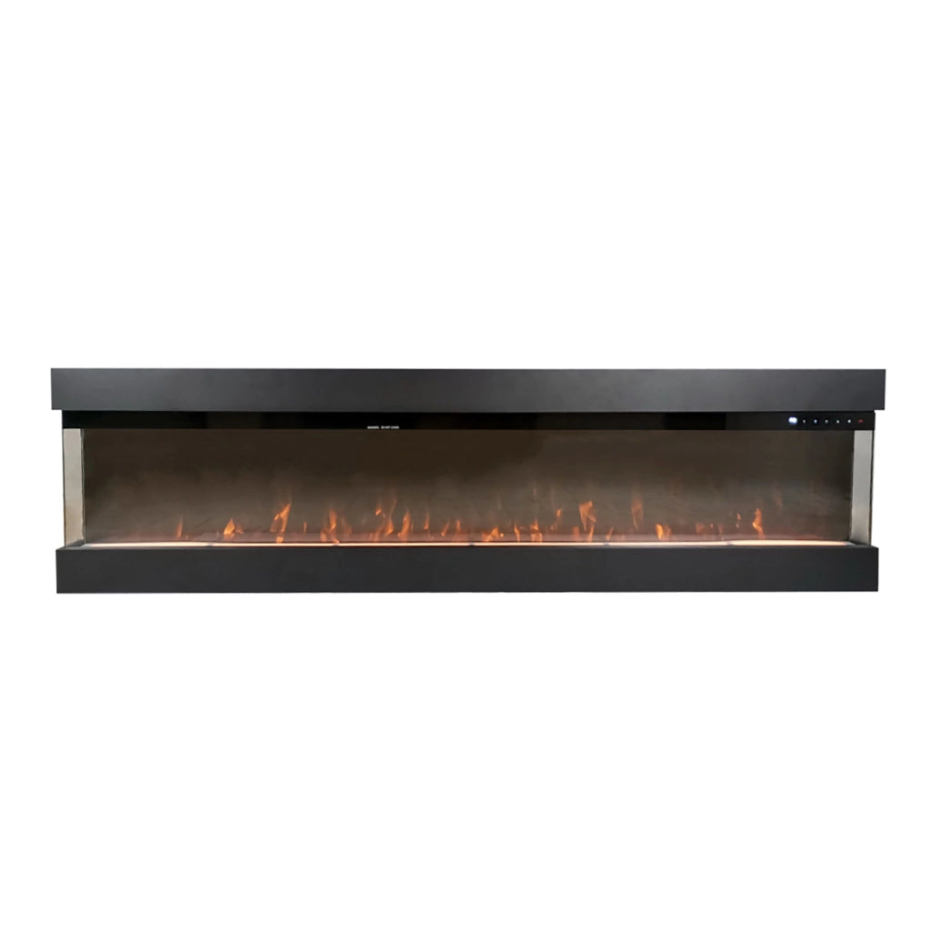 Camino Elettrico da Parete o Incasso Velar 182x20x48 cm Effetto Fiamma Telecomando in MDF Nero Opaco