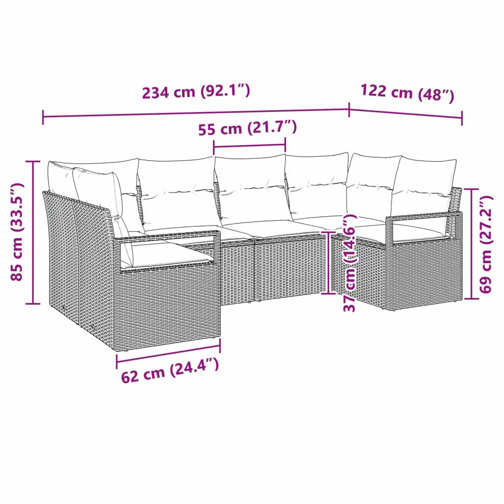 Set di divani con cuscino 6 pcs Marrone Rattan in Polipropilene 3346524