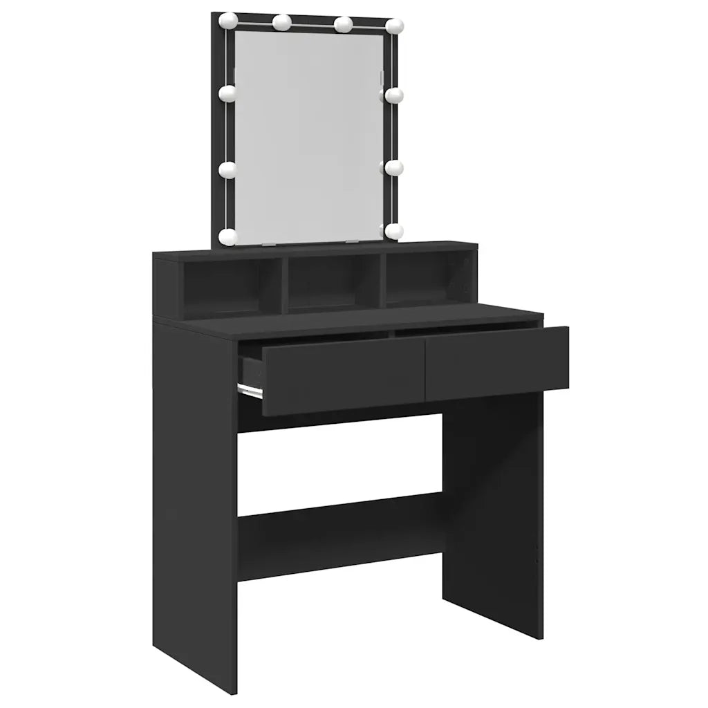 Toeletta | Tavolo da Trucco con LED Nera 80x41x144,5 cm