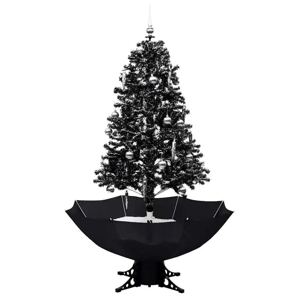 Albero di Natale | Decorazioni natalizie con Nevicata e Base ad Ombrello Nero 170cm PVC