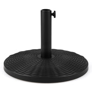 Base ombrellone da giardino in cemento con effetto rattan e manopola regolabile, Supporto rotondo per pali 38-48 mm