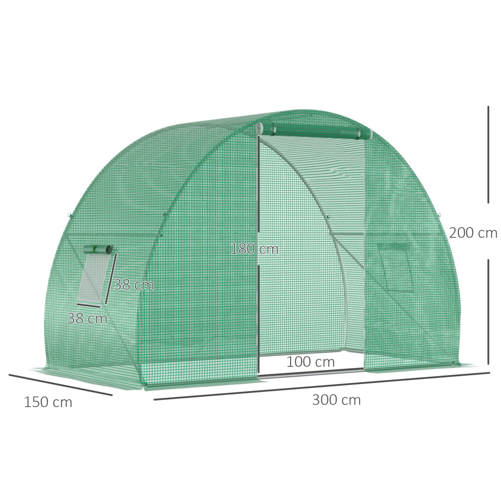 Serra Tunnel da Giardino ¨C Xylo ¨C Porta Avvolgibile, Finestre, PE Verde, Acciaio 1.5x3x2m