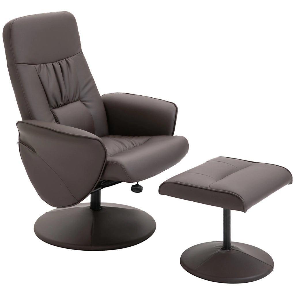 Set 2 Poltrone Relax con Poggiapiedi ¨C Xylo ¨C Schienale Reclinabile Regolabile Marrone