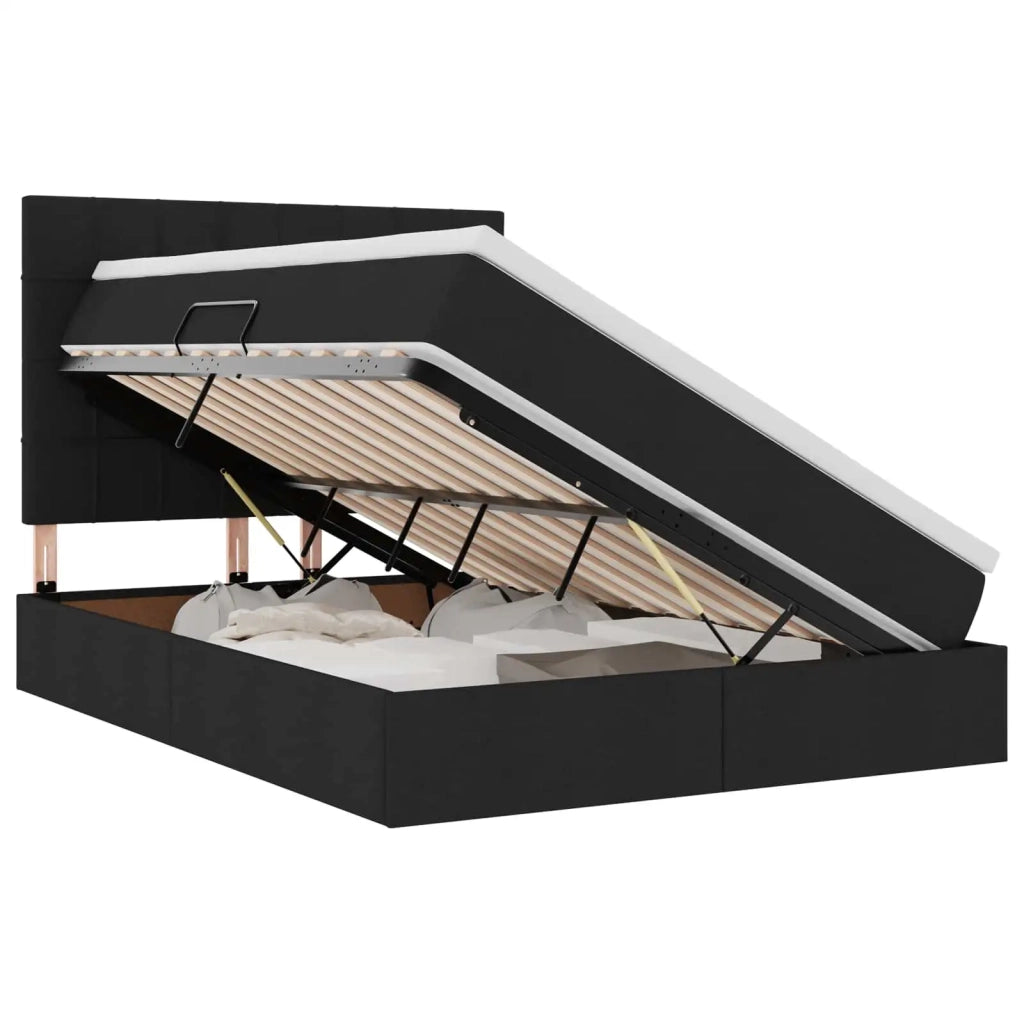Letto con contenitore e materasso Nero 140 x 190 cm Poliestere 3371780