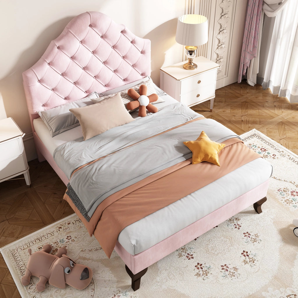 letto imbottito velluto rosa 90 x 200 cm