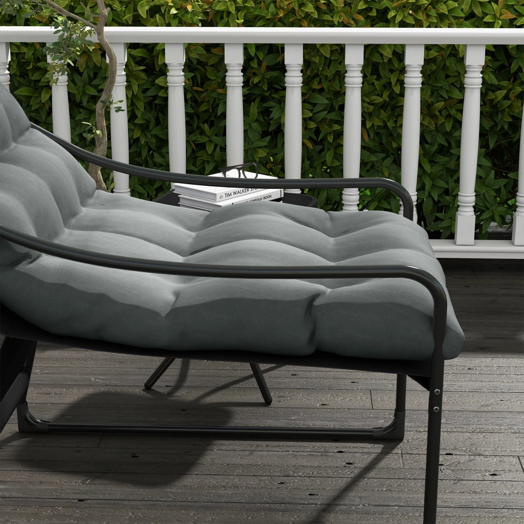 Poltrona Da Giardino Imbottita Grigio 62 X 110 X 88 Cm Acciaio Per Terrazza E Balcone