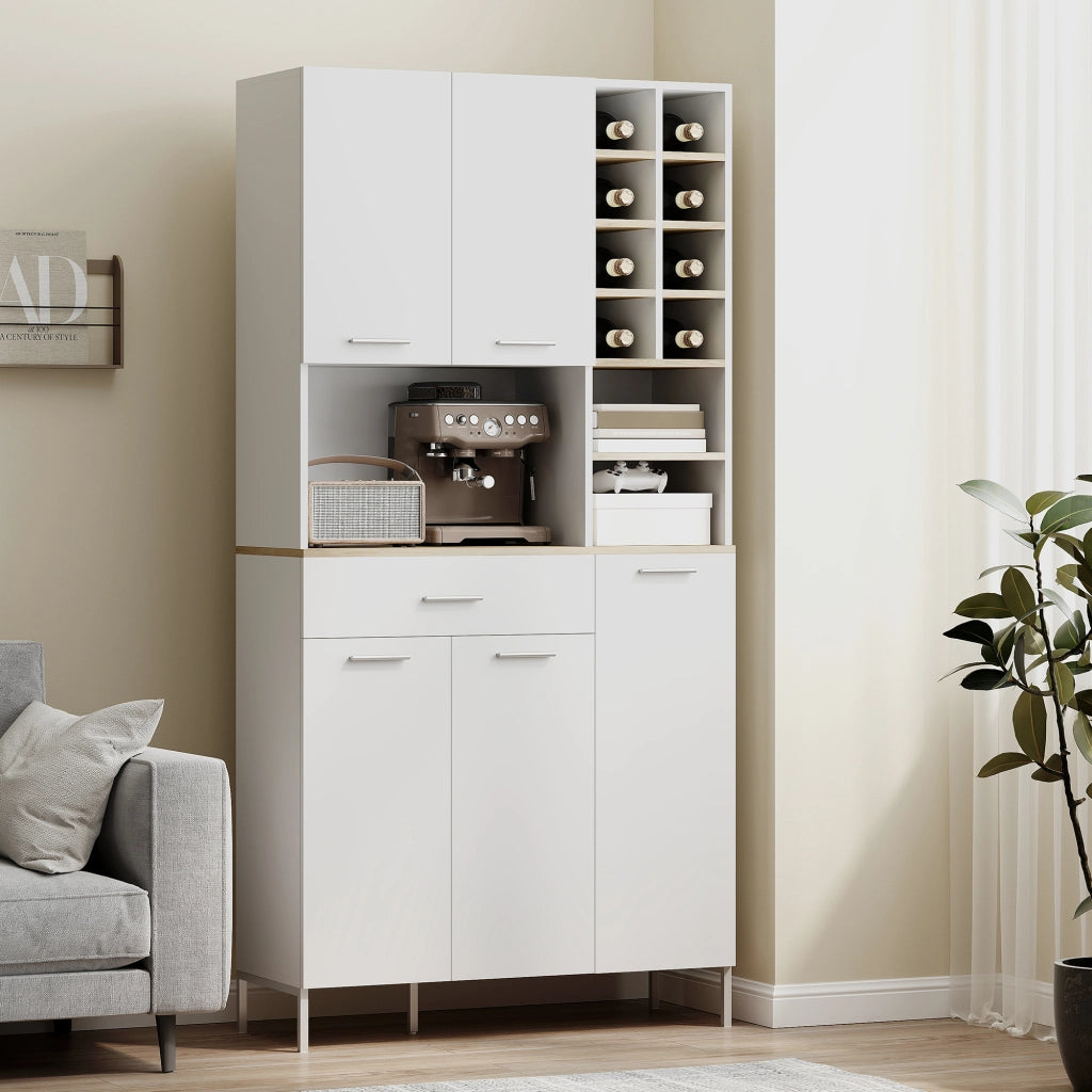 Armadio da Cucina con Ripiani Aperti, Fagottiera, Porte ¨C Minimal ¨C MDF Bianco 80x200x40