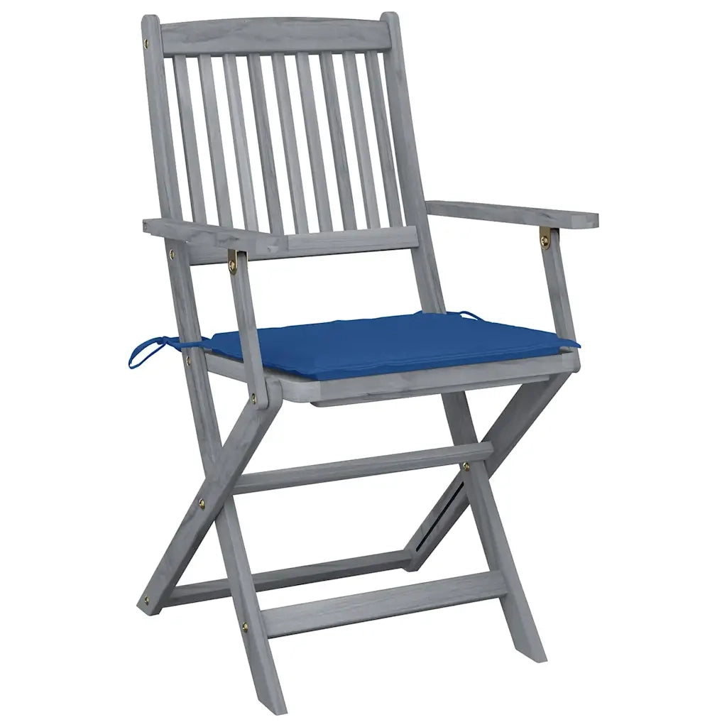 Sedie da Giardino Pieghevoli 4pz con Cuscini in Massello Acacia 3064519