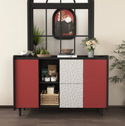 Credenza buffet con 2 cassetti e vano aperto 120x40x80 cm in MDF nero e rosso