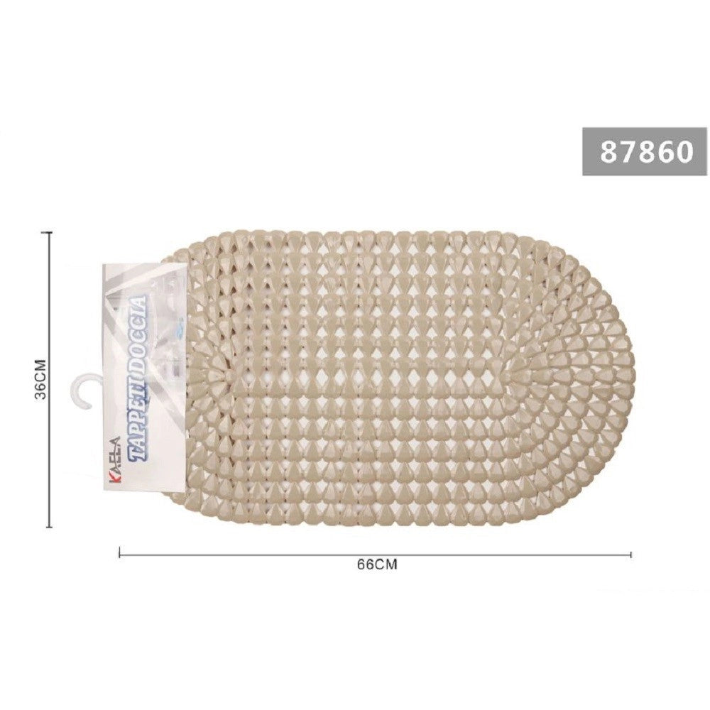 Trade Shop - Tappeto Antiscivolo Ovale Diamante Cachi Per Vasca Bagno Doccia 36 X 66 Cm 87860 -
