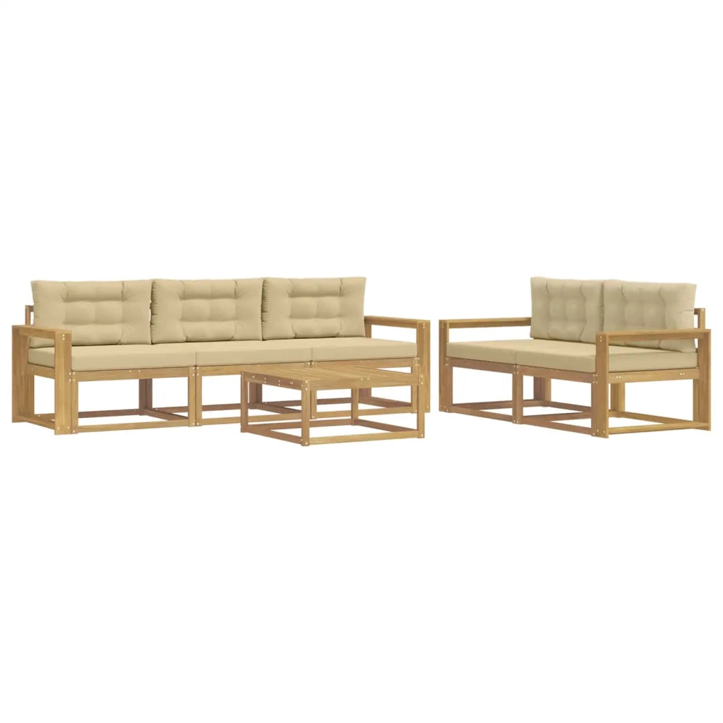 Set di divani da esterno 6 pz Bianco e Beige 3386067