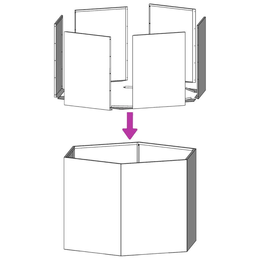 Fioriera da Giardino-Vaso da Esterno-Contenitore per Piante Nera Esagono 69x60x45 cm in Acciaio