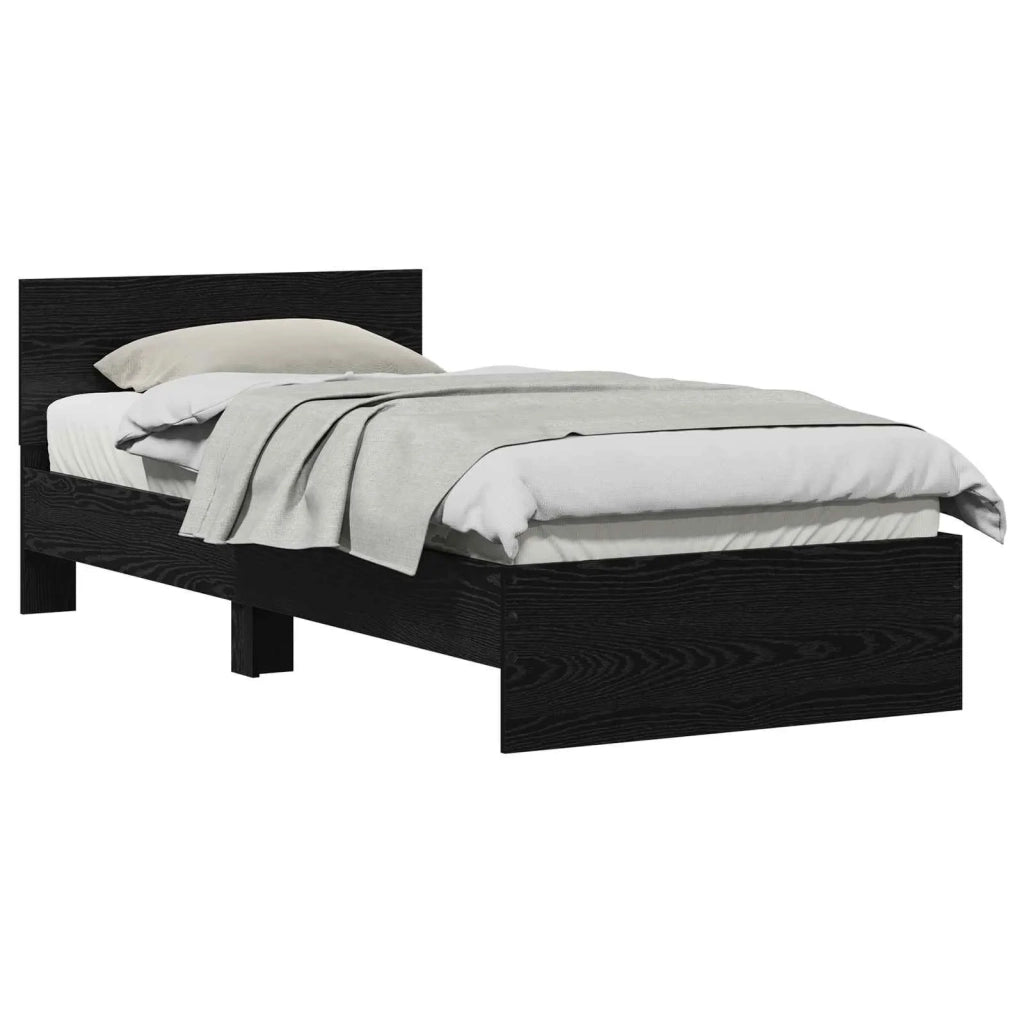 Letto singolo | Letto per adulti | Struttura del letto Rovere Nero 90 x 200 cm Legno multistrato