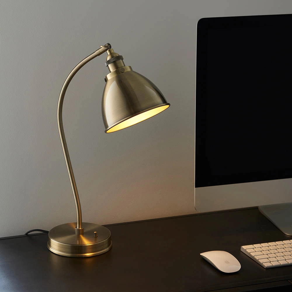 Lampada da tavolo vintage ottone, regolabile E14 Endon