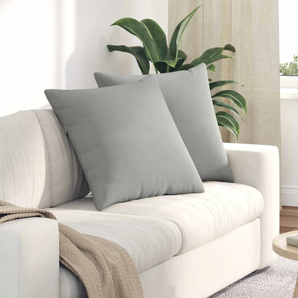 Cuscini da Divano 2 pz-Set di 2 Cuscini per Sofa Grigio chiaro 60 x 60 cm Tessuto 733263