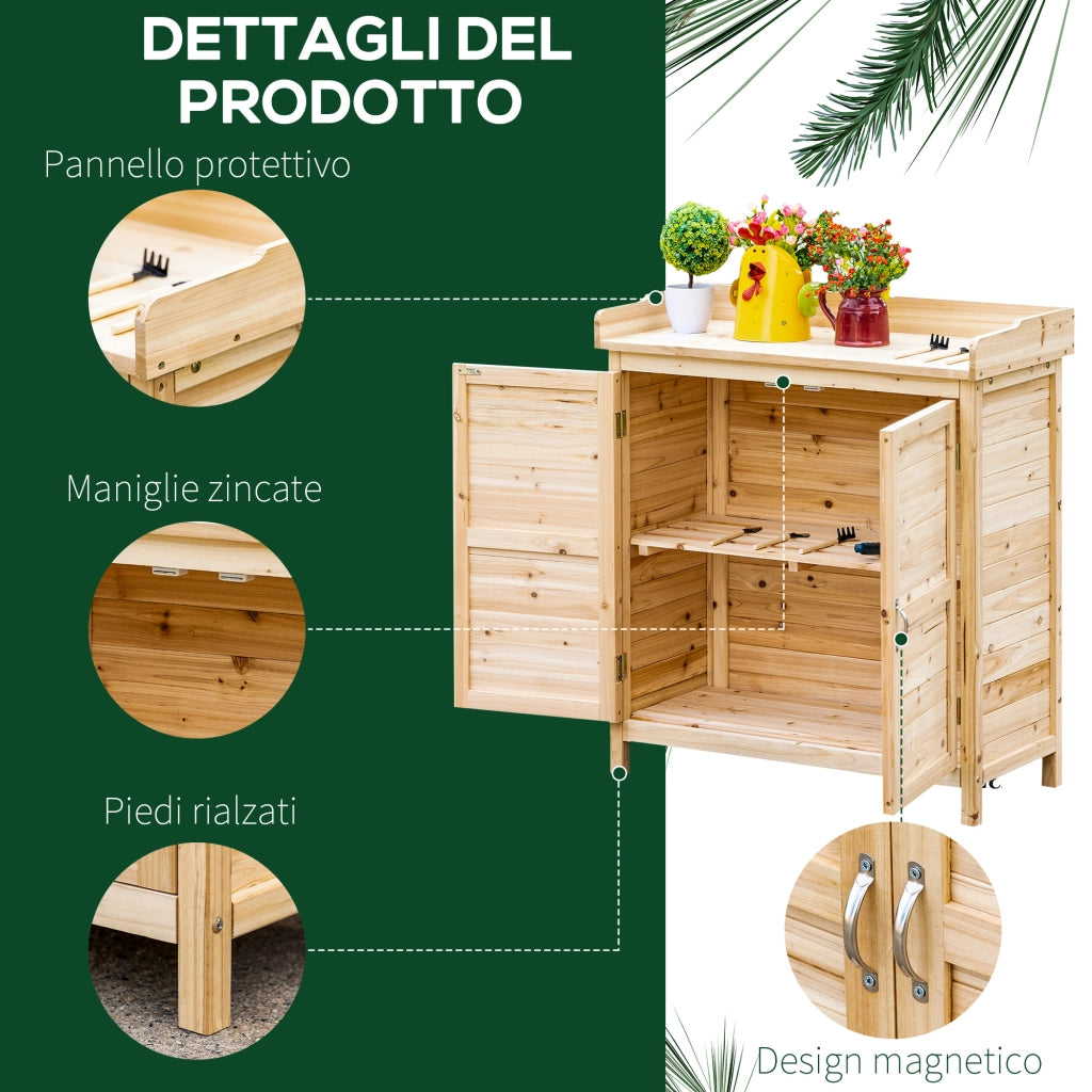 Armadietto da Giardino 2 Ante ¨C Xylo ¨C Legno Abete Esterno 83x40x92cm