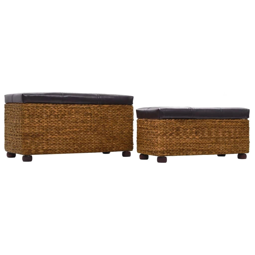 Set di 2 panche in giacinto d'acqua 85 x 40 x 45 cm marrone 02_0010731