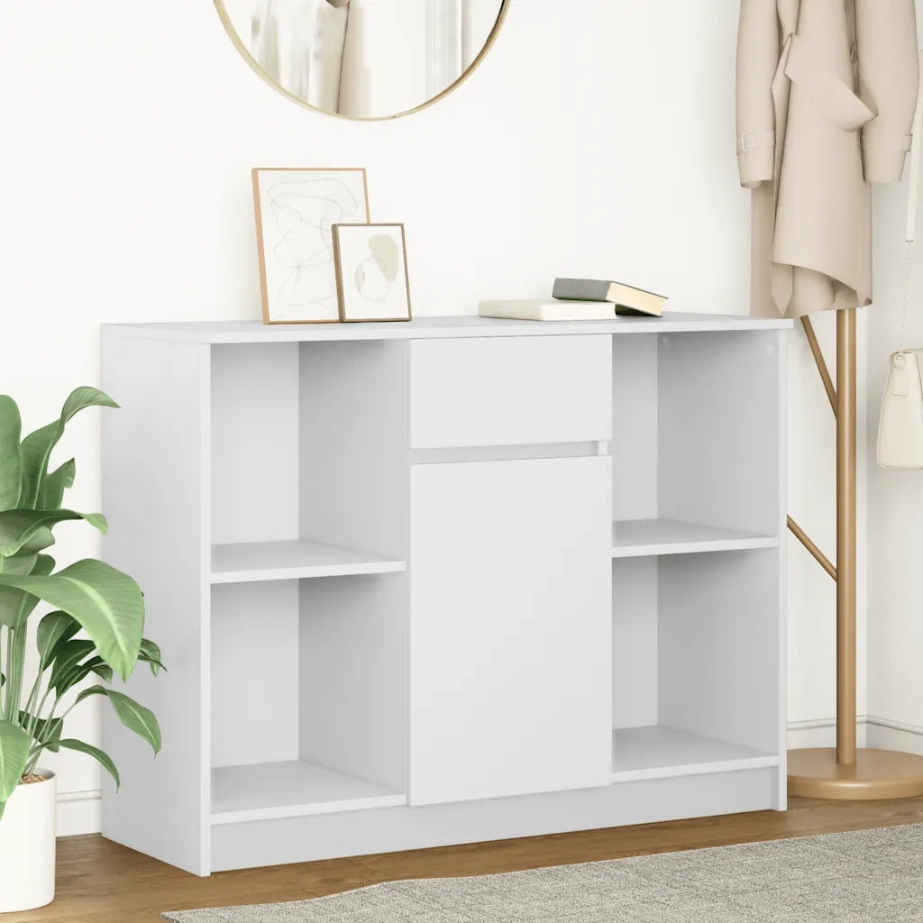 Credenza | Madia | Buffet da pranzo | Armadio da pranzo con Cassetto Bianco 101x35x76 cm in Legno Multistrato