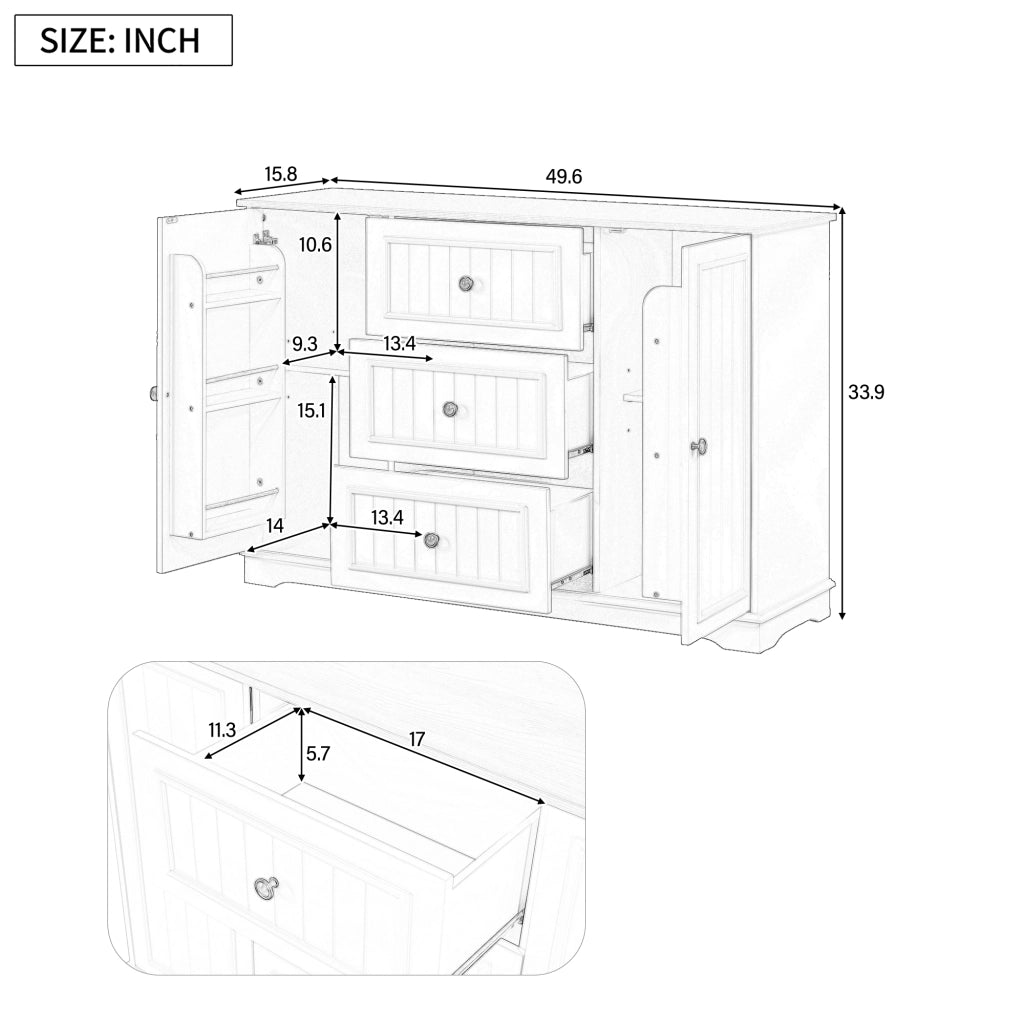 Credenza con 3 Cassetti e Ante ¨C Xylo ¨C Nero