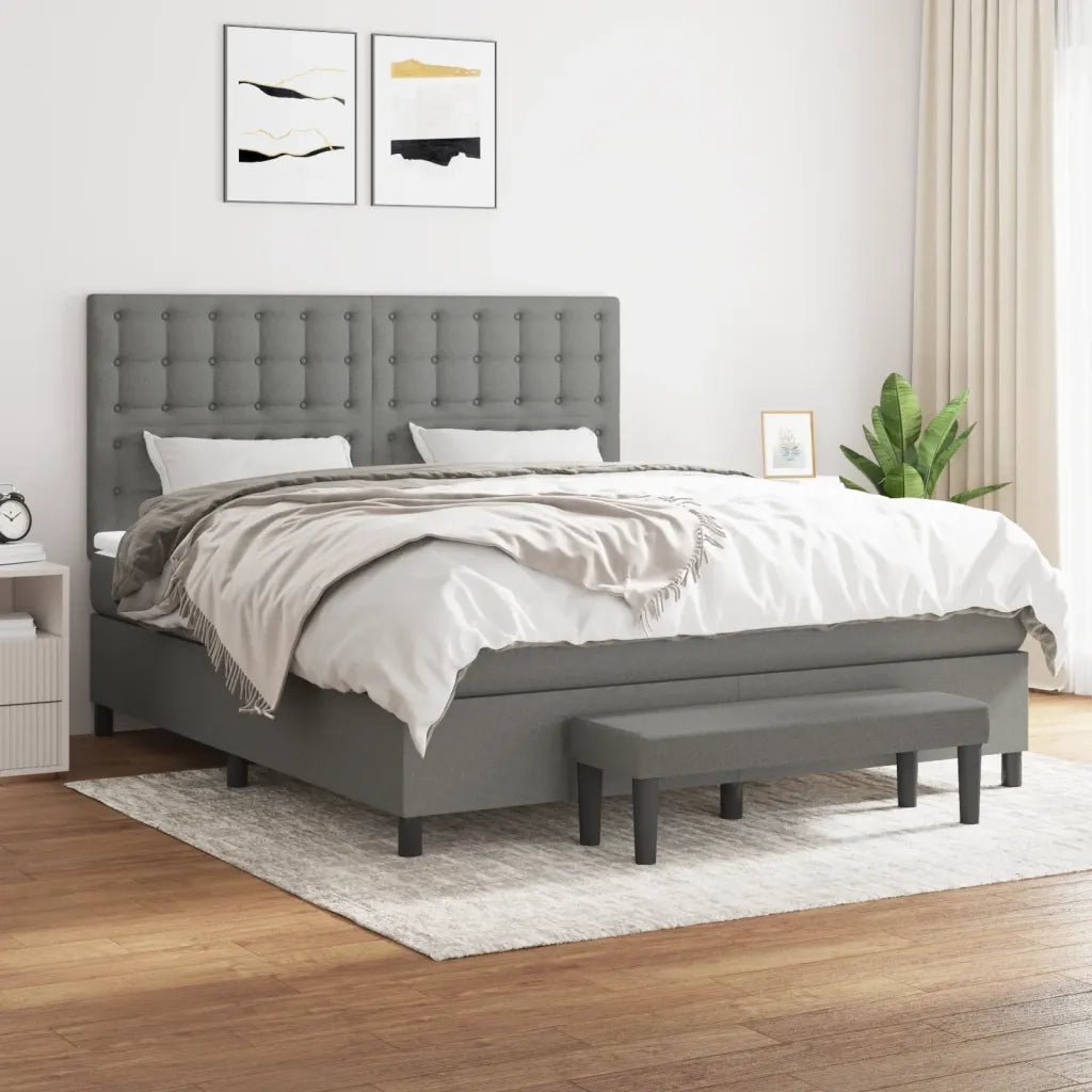 Giroletto a Molle con Materasso Grigio Scuro 160x200 cm Tessuto 3136926
