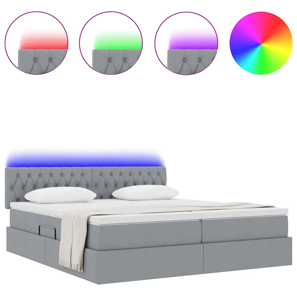 Letto con testiera Grigio chiaro 180 x 200 cm Tessuto