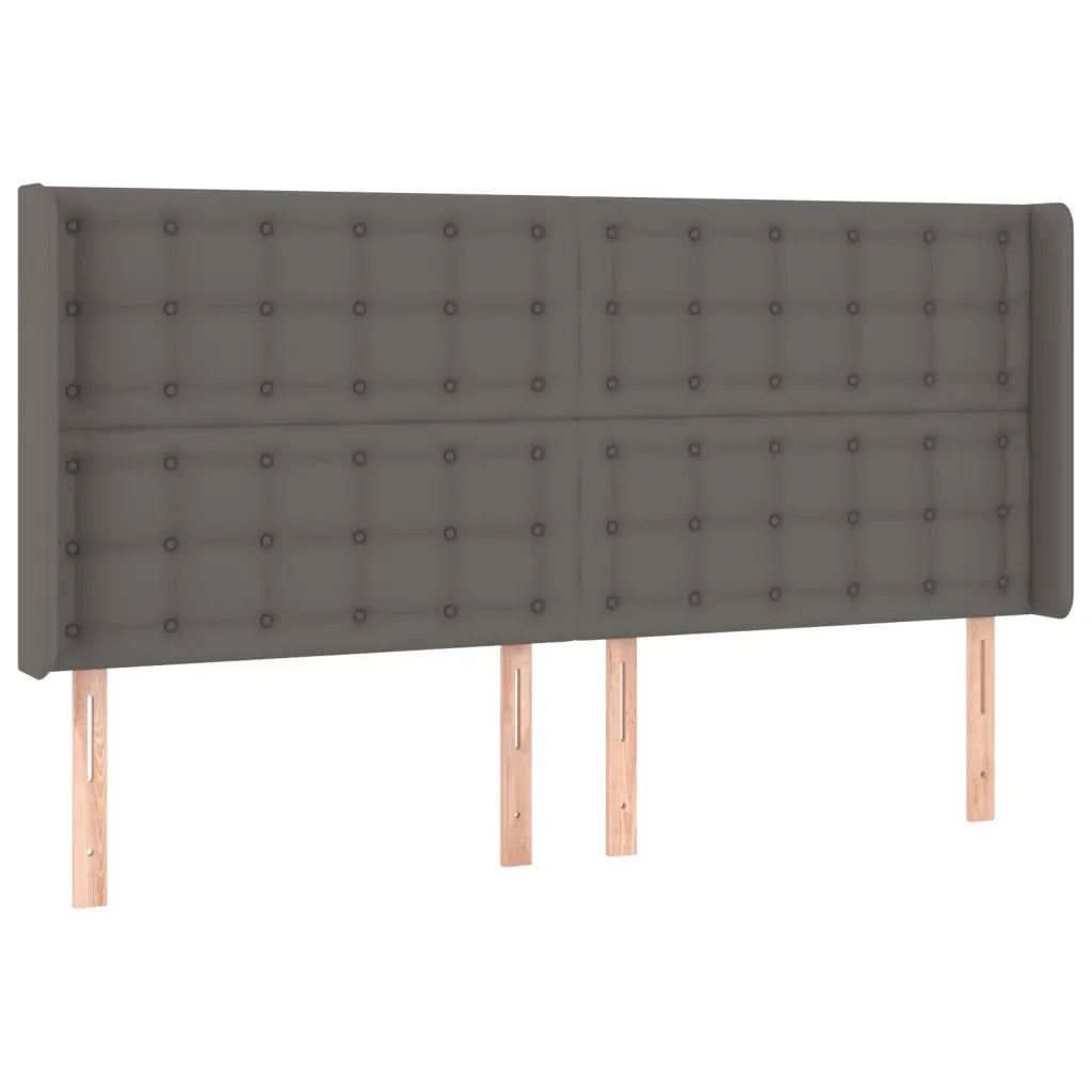 Testiera ad Orecchio-Testata con Orecchie Grigio 183x16x118/128 cm in Similpelle 129650