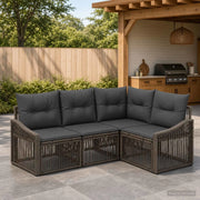 Set Divano da Giardino 4 pz Grigio polyrattan 3435998
