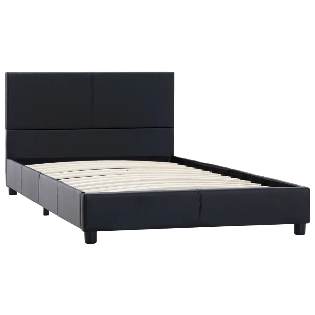 Letto singolo | Letto per adulti | Giroletto Nero in Similpelle 90x200 cm
