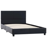 Letto singolo | Letto per adulti | Giroletto Nero in Similpelle 90x200 cm