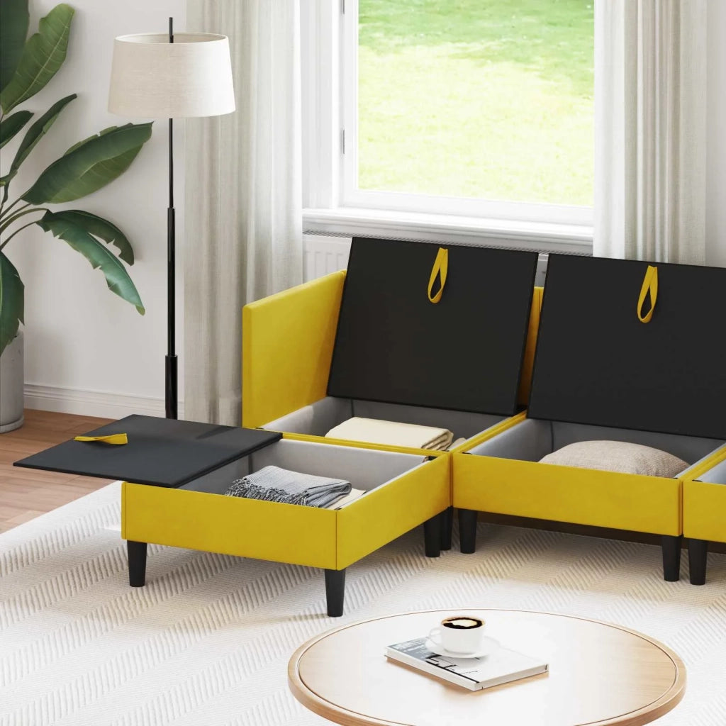 Set di mobili per il soggiorno con cuscino 5 pcs Giallo Velluto 3413761